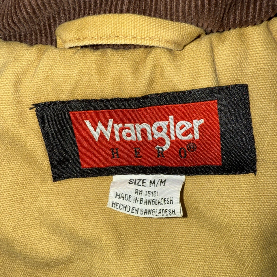 Colete Wrangler Hero Sherpa Forrado Masculino Médio Veludo Bronzeado Zíper Completo Work Wear Vintage - Imagem 2 de 4