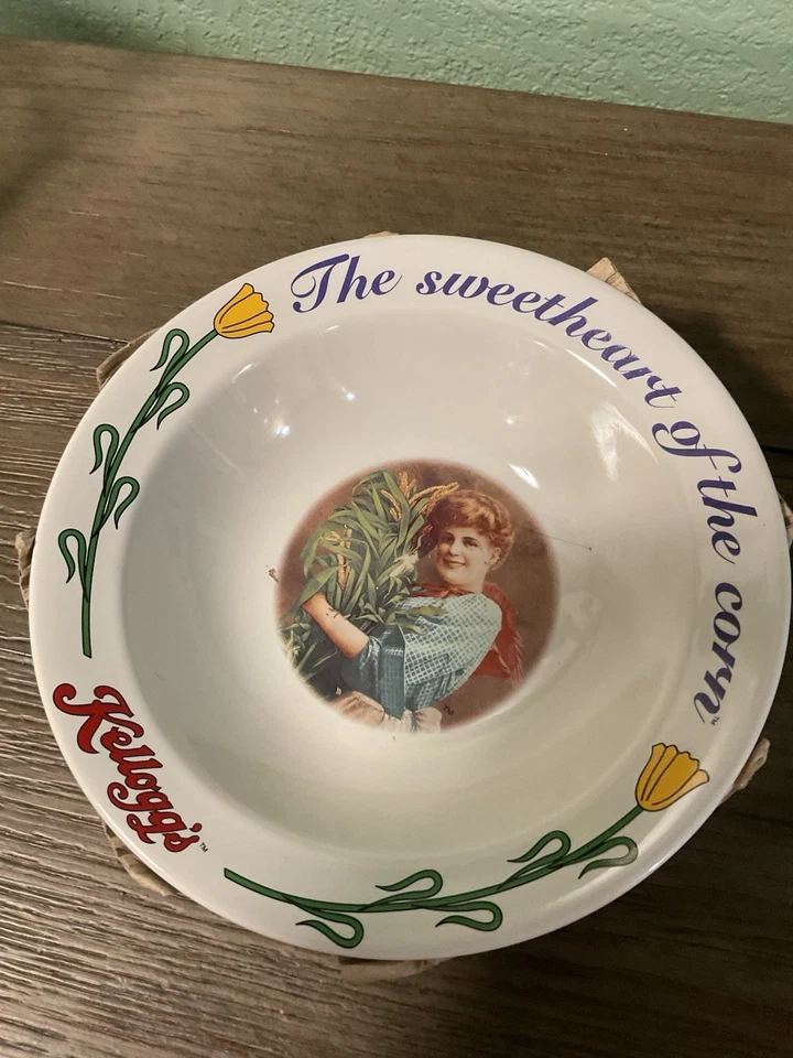 Juego de 4 cuencos de cereal de gres coleccionables vintage Kelloggs certificado Foto 4 de 4