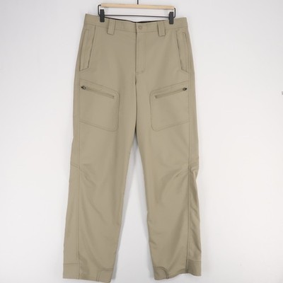 LL Bean Multisport Pants Mens 34x34 Tan Hiking Softshell Zipper Pockets Stretch