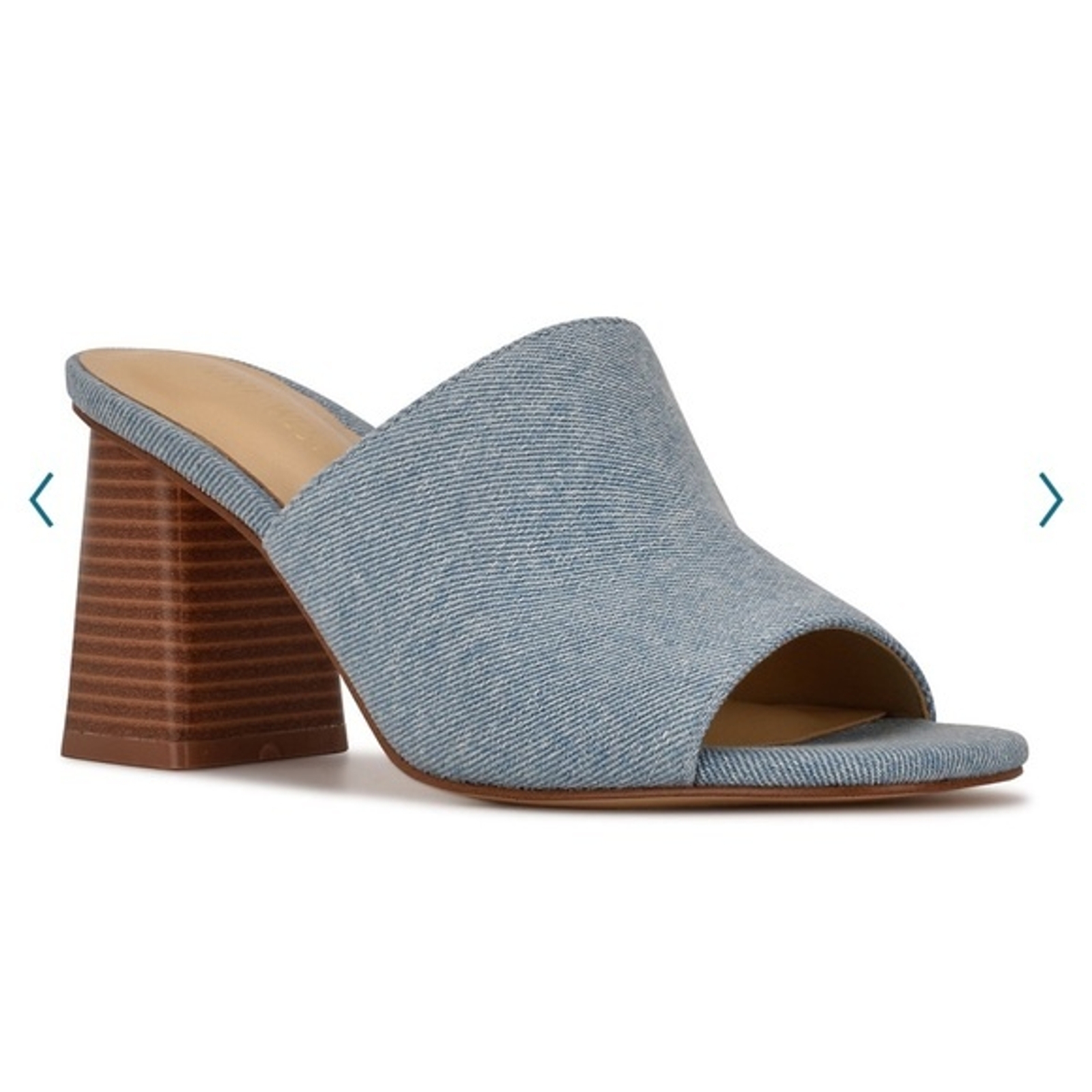 NINE WEST Wylow Denim Heeled Slide Sandals Size 9 | eBay