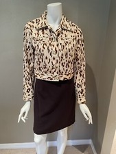 Chico's gold studded leopard print jacket Size 0/4