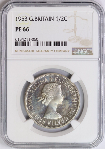 Juego de 10 monedas a prueba de coronación NGC GB 1953 NGC (PF65-PF66CAM) - Imagen 11 de 24