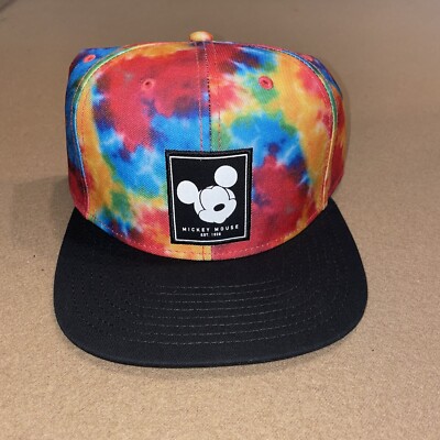 Disney Mickey Mouse x Neff Unisex Adjustable Flatbill Snapback Hat NWT Tye Dye