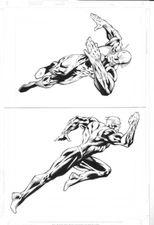 Amazing FLASH ORIGINAL ART COMMISSION Double Splash Page 11”x17”