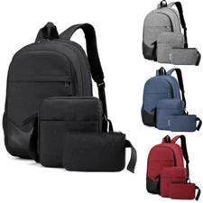 18" Men Women Backpack 3pcs/set School Bags Laptop Shoulder Bag+Satchel+Handbag