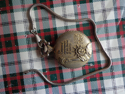 Native U.S.A Centennial Of The Statue Of Liberty Pocket Watch Gold Tone On Chain