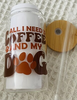Kaffee und Hund Libby Glasdose mit Bambusdeckel Glasdose mit Strohhalm
