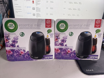 2 Air Wick Essential Oils Diffuser Mist Kit with Lavender Almond Blossom Scent