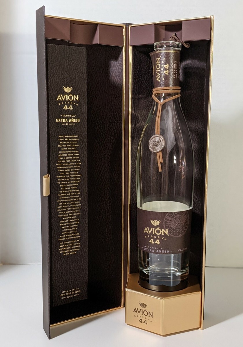 Avion Reserva 44 Extra Anejo Tequila 750 mL Empty Bottle and Box