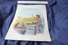 Vintage 50s Standard publishing Religios sociology  NAAMAN SERVANT GIRL  print.