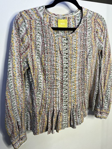 Maeve Blouse Womens S Floral Pleated Peplum Long Sleeve Cottage Prairie Feminine - Picture 5 of 14
