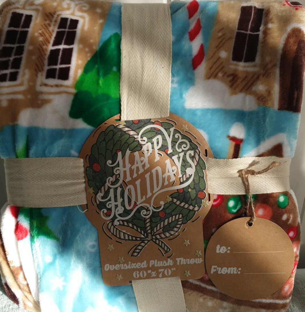 TK Maxx Homesense ℭ𝔥𝔯𝔦𝔰𝔱𝔪𝔞𝔰 oversized plush throw Gingerbread House New