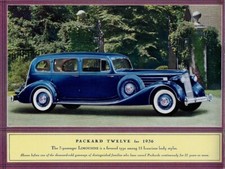 1936 Packard Twelve Automobile New Metal Sign:  7 Passenger Limousine Pictured