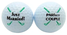 Just Married Newleywed Golf Balls Gift Boxed Two Ball Set