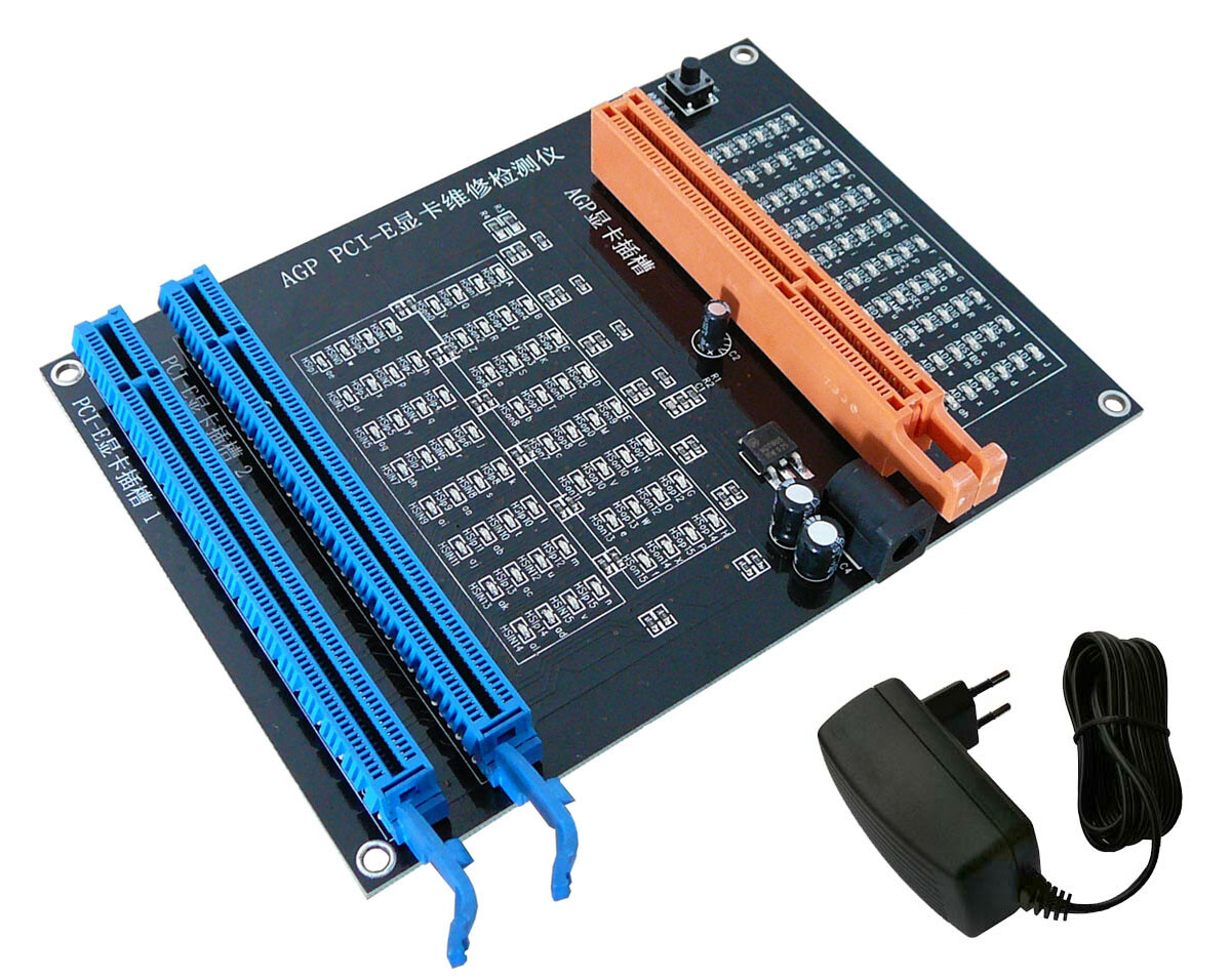 Placca Da Test per Porta Carta Grafica Doppio Interfaccia AGP / PCI Express Pcie