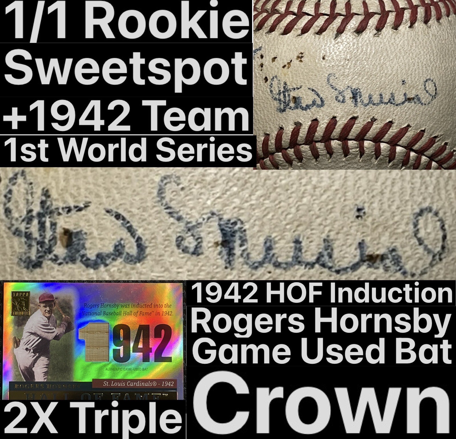 1/1 1942 Stan Musial PSADNA Auto Rookie Cardinals Team Ball Game Bat Jersey SSP