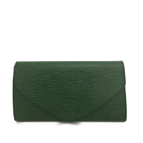 Louis Vuitton Epi Art Deco Green Leather Clutch Hand Bag/9X1366 - Imagen 1 de 12