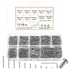 M2/M3/M4/M5/M6 Hex Socket Head Cap Screws Bolts & Nuts & Washers Assortment Kit