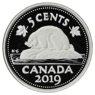 Canada 2019 Five 5 Cents 99.99% Proof Pure Silver Nickel Heavy Cameo Coin