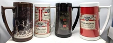 Vintage Budweiser Anheuser Busch plastic mug/stein collection of 4