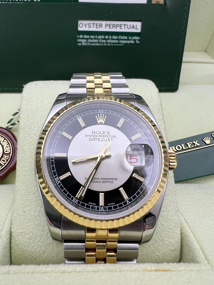 Rolex Datejust 36 116233 18k Silver Tuxedo Dial Jubilee Box Rolex Datejust 36 116233 18k Silver Tuxedo Dial Jubilee Box