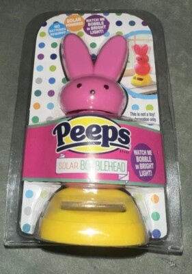 Peeps Solar Bobblehead Easter Bunny ( Pink/yellow) 4.5'' Figure* NEW In Packaging
