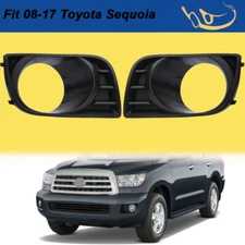 Fit 2008-2017 Toyota Sequoia Front Bumper Fog Light Lamp Bezel Cover Trim 2Pcs