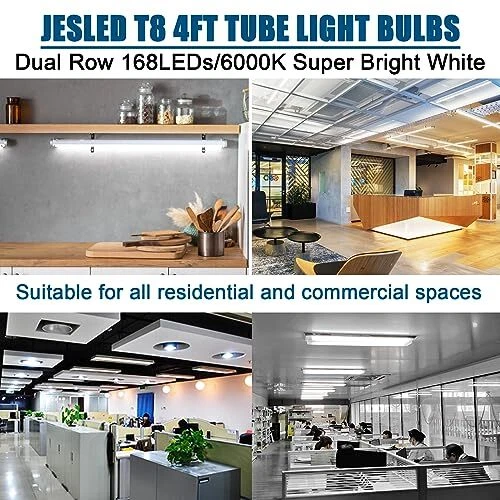 4FT LED T8 A+B Tube Lights, 24W(65W Equivalent), 3072LM, 6000K - Image 4 of 4