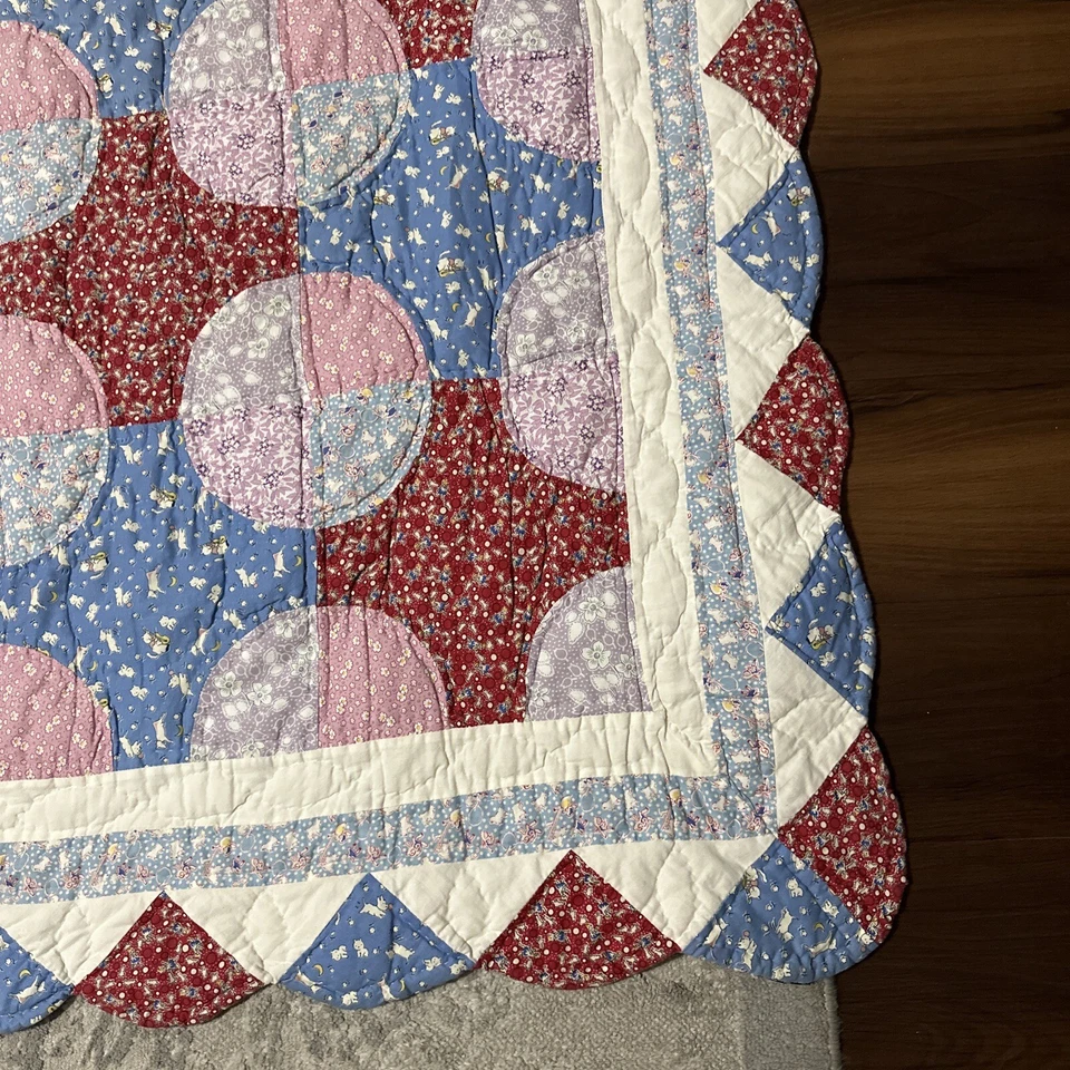 Colcha acolchada a mano multicolor vintage rara colección 1930 Foto 3 de 4