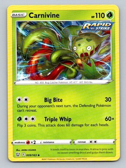 2021 Pokemon Card Battle Styles Carnivine 9/163
