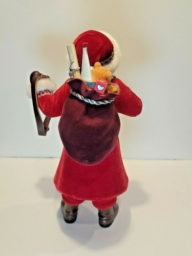 Hallmark 2011 Babbo Natale in resina 12" con tuta tessuto velluto giocattoli esposizione natalizia - Foto 4 di 6