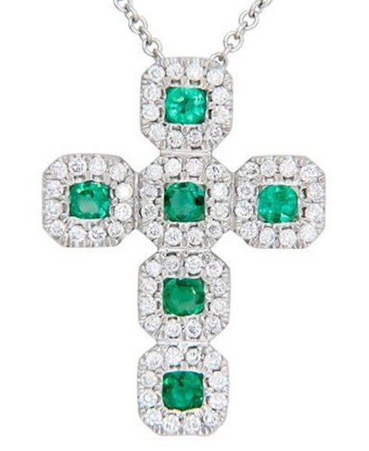 Femmes Pendentif Croix Diamant 14K or Jaune Collier Rond Coupe Naturel 0.04 CT