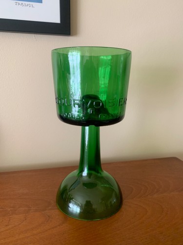 Courvoisier Cognac Advertising Promotional Glass Soda Lime Green 21cm Vintage
