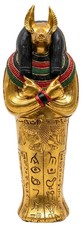 Anubis Sarcophagus with Mummy Ornament Egyptian Resin Gothic Collectible Decor