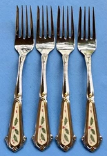 Set of FOUR Lenox Holiday Holly and Berry Stainless Steel Salad Forks