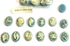 12 Vintage Zodiac Astrology Wedgewood Blue Resin 18x13mm Cameos Full Set L549PT