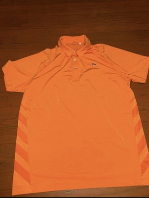 Puma Sport Lifestyle Men s Orange Short Sleeve Golf Polo Shirt Size Large 