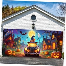 Halloween Garage Door Banner - 6x13Ft Large Hanging Backdrop Cover - Halloween
