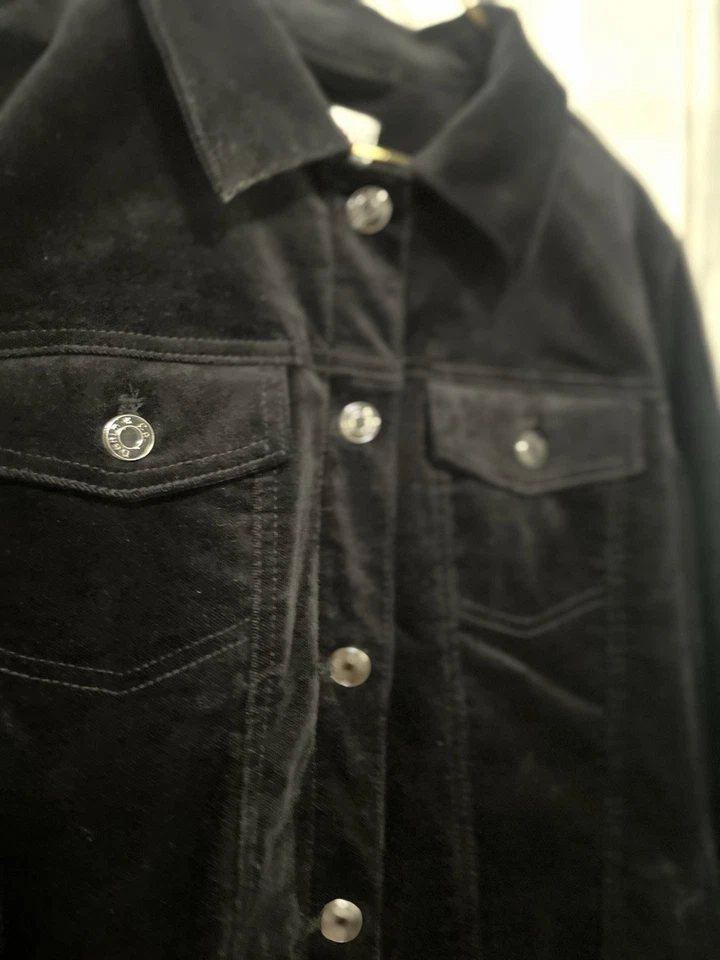 Chaqueta de cuero de gamuza negra Denim & Company talla M Foto 4 de 4