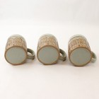 Set of 3 Ceramic Mugs Green Gray Rust Leaf Motif — photo 5