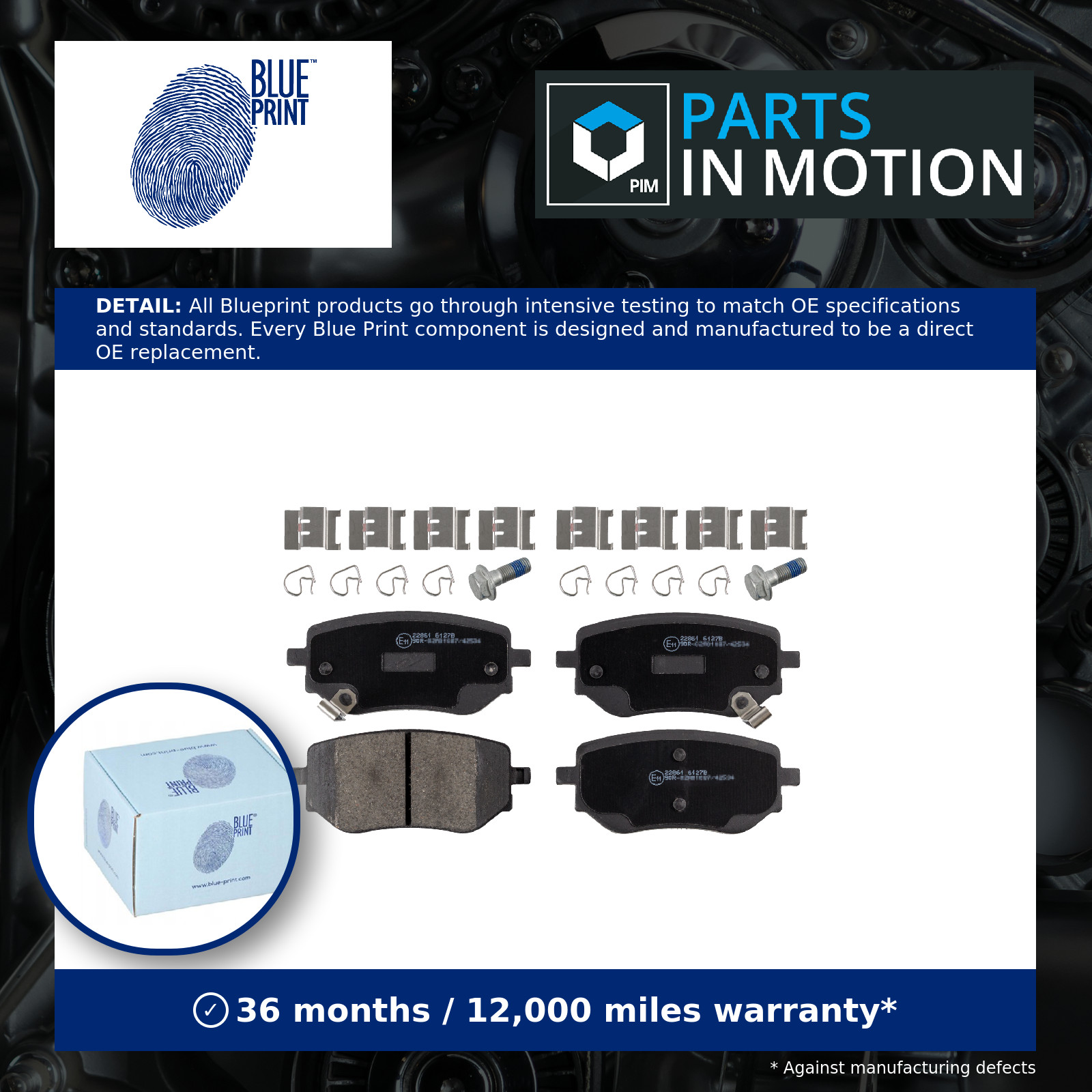Brake Pads Set fits MERCEDES X220 470 2.3D Rear 17 to 20 OM699.300 Blue Print