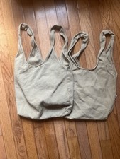 Los Angeles apparel made in USA 13oz bull denim shopping bag khaki colorway x2