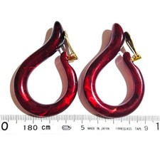 Red hoop earrings with gold hardware, vintage design