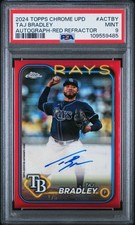 2024 TOPPS CHROME UPDATE CHROME UPDATE SERIES TAJ BRADLEY RED REFRACTOR AUTO /5
