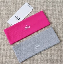 ALO Yoga Conquer Performance Headband 2 Pack Grey  Hot Pink One Size NWT