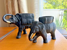 Choice of Vintage Black Pottery / Chalkware Indian Elephant Planters