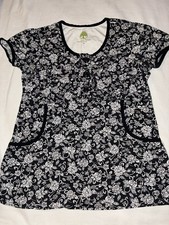 Women  s Ladies Nursing Healthcare Work Uniform Scrub Top Shirt Healing Hands XS