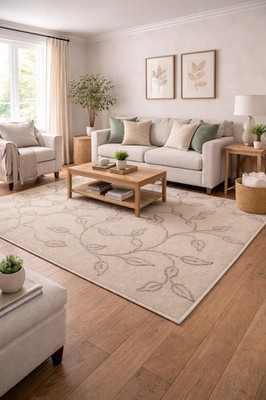 Hand-Tufted Modern Floral Beige Brown Area Rug Oriental Home Decor Carpet 5X8 ft