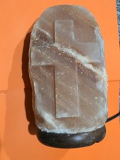Himalayan Salt Lamp With Engraved Cross