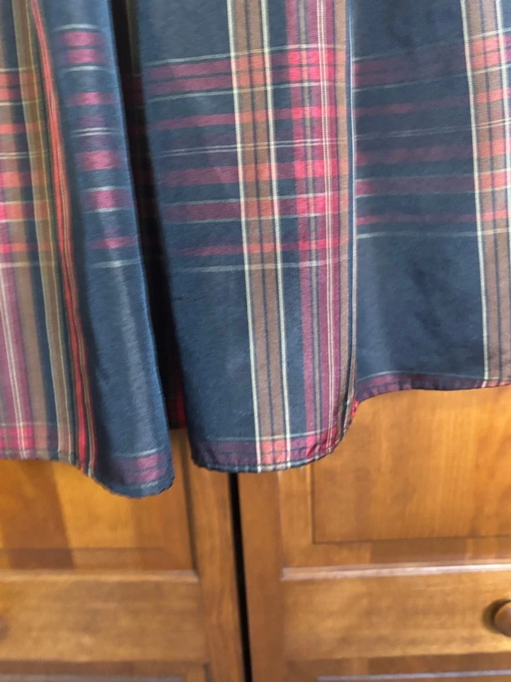 Emily West Girls Holiday Dress Velvet Plaid Red Brown Size 10 - Image 4 of 4